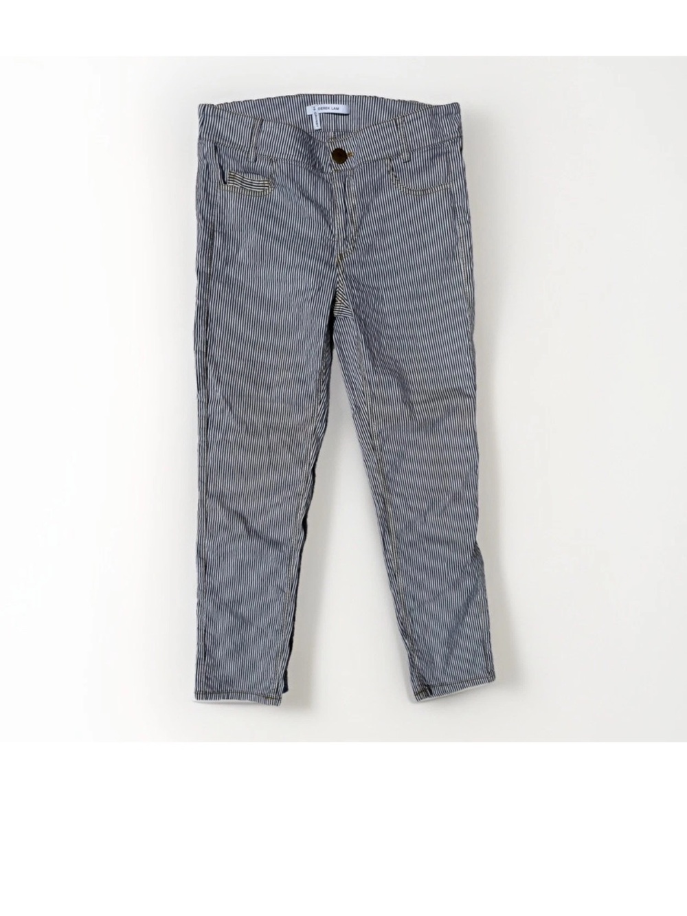 Derek Lam 10 Crosby Pants Sz 4 Blue White Railroad Stripe Stretch Slim Ankle Usa